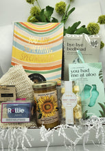 Load image into Gallery viewer, elf-care gift box, pamper gift set, wellness gift for her, spa box for women, luxury gift basket, birthday box for women, inspirational gifts, journal and spa set, honey gift box, aloe socks gift
gift baskets green bay, gift baskets near me, local delivery