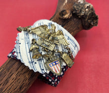 Load image into Gallery viewer, fabric bracelet, handmade bracelet, denim cuff, upcycled bracelet, handmade