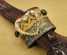 Load image into Gallery viewer, fabric bracelet, handmade cuff, fabric cuff bracelet, vintage buttons, handmade
