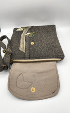Load image into Gallery viewer, upcycled purse, men’s suitcoat purse, recycled bag, women’s crossbody bag, handmade purse