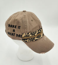 Load image into Gallery viewer, embellished baseball cap, handmade hats, women’s cadat hat, baseball trucker distressed hat, ball cap, josie t. designs, upcycled women’s hat,