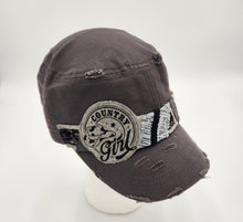 Load image into Gallery viewer, embellished baseball cap, handmade hats, women’s cadat hat, baseball trucker distressed hat, ball cap, josie t. designs, upcycled women’s hat,