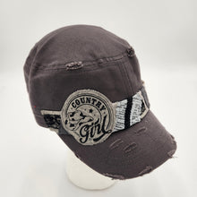 Load image into Gallery viewer, embellished baseball cap, handmade hats, women’s cadat hat, baseball trucker distressed hat, ball cap, josie t. designs, upcycled women’s hat,