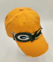 Load image into Gallery viewer, embellished baseball cap, handmade hats, women’s cadat hat, baseball trucker distressed hat, ball cap, josie t. designs, upcycled women’s hat,