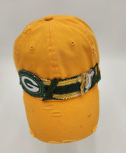 Load image into Gallery viewer, embellished baseball cap, handmade hats, women’s cadat hat, baseball trucker distressed hat, ball cap, josie t. designs, upcycled women’s hat,