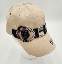 Load image into Gallery viewer, embellished baseball cap, handmade hats, women’s cadat hat, baseball trucker distressed hat, ball cap, josie t. designs, upcycled women’s hat,