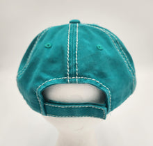 Load image into Gallery viewer, embellished baseball cap, handmade hats, women’s cadat hat, baseball trucker distressed hat, ball cap, josie t. designs, upcycled women’s hat, vintage washed distressed ball cap