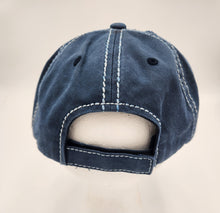 Load image into Gallery viewer, embellished baseball cap, handmade hats, women’s cadat hat, baseball trucker distressed hat, ball cap, josie t. designs, upcycled women’s hat, distressed vintage ball cap