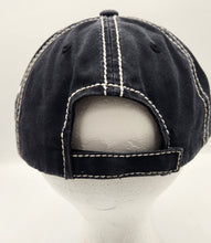 Load image into Gallery viewer, distressed baseball cap, vintage hat, boho hat, handmade hat, shabby chic hat, rustic style hat, women’s casual hat, adjustable baseball cap, boutique fashion accessories , brewers baseball cap, milwaukee brewers cap