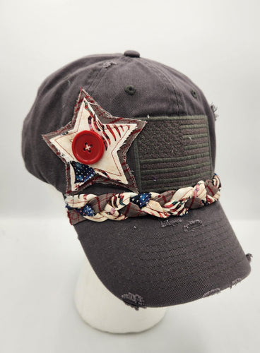 embellished baseball cap, handmade hats, women’s cadat hat, baseball trucker distressed hat, ball cap