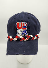 Load image into Gallery viewer, embellished baseball cap, handmade hats, women’s cadat hat, baseball trucker distressed hat, ball cap