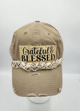 Load image into Gallery viewer, embellished baseball cap, handmade hats, women’s cadat hat, baseball trucker distressed hat, ball cap