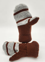 Load image into Gallery viewer, Handmade mittens, upcycled mittens, sweater mittens, wool mitten, shops green bay, repurposed sweaters, Josie T. Designs