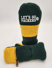Load image into Gallery viewer, green bay packers mittens, handmade mittens, upcycled mittens, re-purposed, made in the usa