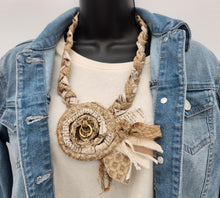 Load image into Gallery viewer, fabric necklace, upcycled jewelry, repurposed jewelry, handmade jewelry