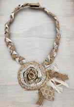 Load image into Gallery viewer, fabric necklace, upcycled jewelry, repurposed jewelry, handmade jewelry