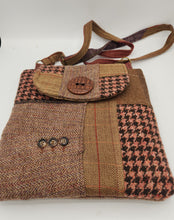 Load image into Gallery viewer, upcycled purse, men's suitcoat purse, handmade bag, crossbody bag, recycled fabric bag