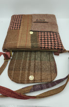 Load image into Gallery viewer, upcycled purse, men's suitcoat purse, handmade bag, crossbody bag, recycled fabric bag
