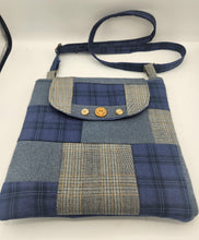 Load image into Gallery viewer, upcycled purse, men's suitcoat bag, recycled handbag, crossbody bag, boutique green bay