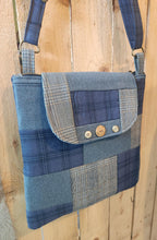 Load image into Gallery viewer, upcycled purse, men's suitcoat bag, recycled handbag, crossbody bag, boutique green bay