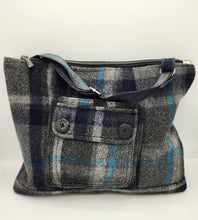 Load image into Gallery viewer, wool handbag, upcycled purse, men's suitcoat purse, crossbody bag, boutique green bay