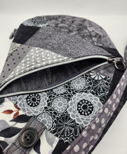 Load image into Gallery viewer, Traveler Pouch, Sling Bag, Unisex Crossbody Bag, Secure pouch, handmade crossbody, upcycled sling bag, josie t. designs, travel bag,