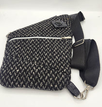 Load image into Gallery viewer, Traveler Pouch, Sling Bag, Unisex Crossbody Bag, Secure pouch, handmade crossbody, upcycled sling bag, josie t. designs, travel bag,