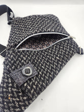 Load image into Gallery viewer, Traveler Pouch, Sling Bag, Unisex Crossbody Bag, Secure pouch, handmade crossbody, upcycled sling bag, josie t. designs, travel bag,