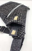 Load image into Gallery viewer, Traveler Pouch, Sling Bag, Unisex Crossbody Bag, Secure pouch, handmade crossbody, upcycled sling bag, josie t. designs, travel bag,