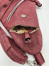Load image into Gallery viewer, Traveler Pouch, Sling Bag, Unisex Crossbody Bag, Secure pouch, handmade crossbody, upcycled sling bag, josie t. designs, travel bag,