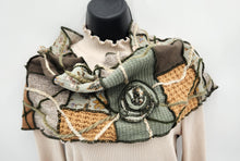 Load image into Gallery viewer, boho chic scarf, upcycled sweater, re-purposed scarf, upcycled scarf, handmade, green bay shopping, boutique green bay