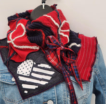 Load image into Gallery viewer, upcycled scarf, swag scarf, sweater scarf, cowl neck scarf, handmade scarf, couture trend, eco-conscious, josie t. designs