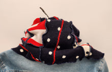 Load image into Gallery viewer, upcycled scarf, swag scarf, sweater scarf, cowl neck scarf, handmade scarf, couture trend, eco-conscious, josie t. designs