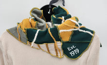 Load image into Gallery viewer, packers scarf, upcycled green bay packers scarf, re-purposed, packer apparel, handmade scarf
