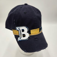 Load image into Gallery viewer, brewers baseball cap with world series printed on it. embellished with fabric trim and zipper