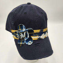 Load image into Gallery viewer, milwaukee brewers baseball cap embellished with fabric trim and brew crew label