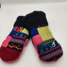 Load image into Gallery viewer, multicolor handmade sweater mittens with zipper pocket