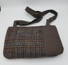 Load image into Gallery viewer, crossbody purse, upcycled men's suitcoat, womens clutch, recycled handbag, boutique green ba