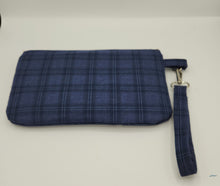 Load image into Gallery viewer, wristlet purse, handmade bag, upcycled mens suitcoat, recycled suit, handmade clutch, shops near me
