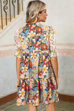 Load image into Gallery viewer, Multicolour Boho Floral Print Crochet Patchwork V Neck Loose Mini Dress
