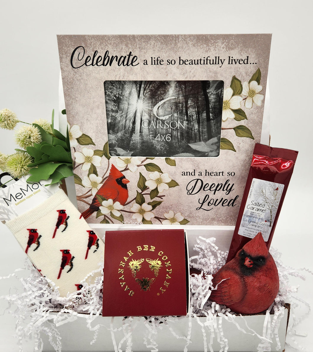 sympathy gift basket, gift baskets near me, cardinal gift basket, local delivery, 