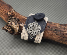 Load image into Gallery viewer, textile jewelry, handmade fabric bracelet, handmade jewelry,
