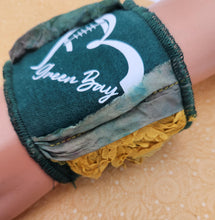 Load image into Gallery viewer, green bay packer jewelry, handmade packer jewelry, upcycled, re-purposed, shops green bay, boutique green bay, shops near me
