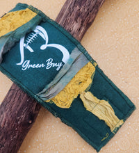 Load image into Gallery viewer, green bay packer jewelry, handmade packer jewelry, upcycled, re-purposed, shops green bay, boutique green bay, shops near me
