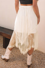 Load image into Gallery viewer, Beige Lace Cascading Tiered High Waist Maxi Skirt
