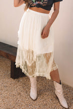 Load image into Gallery viewer, Beige Lace Cascading Tiered High Waist Maxi Skirt
