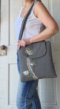 Load image into Gallery viewer, upcycled purse, men’s suitcoat purse, recycled bag, women’s crossbody bag, handmade purse
