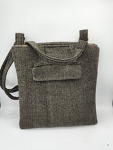 Load image into Gallery viewer, upcycled purse, men’s suitcoat purse, recycled bag, women’s crossbody bag, handmade purse
