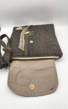 Load image into Gallery viewer, upcycled purse, men’s suitcoat purse, recycled bag, women’s crossbody bag, handmade purse
