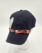 Load image into Gallery viewer, embellished baseball cap, handmade hats, women’s cadat hat, baseball trucker distressed hat, ball cap, josie t. designs
